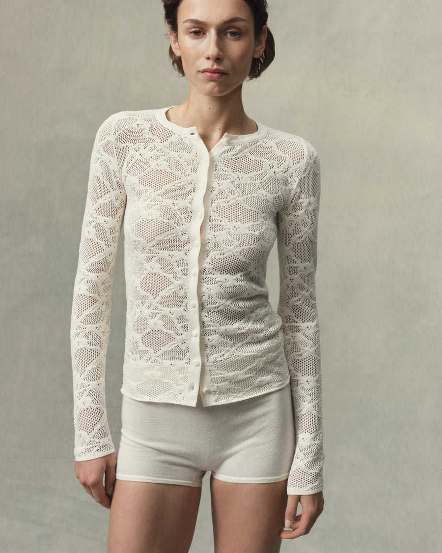 Pointelle Fitted Cardigan