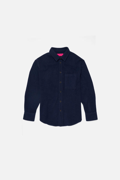 Cashmere Woven Overshirt in Navy - The Elder Statesman