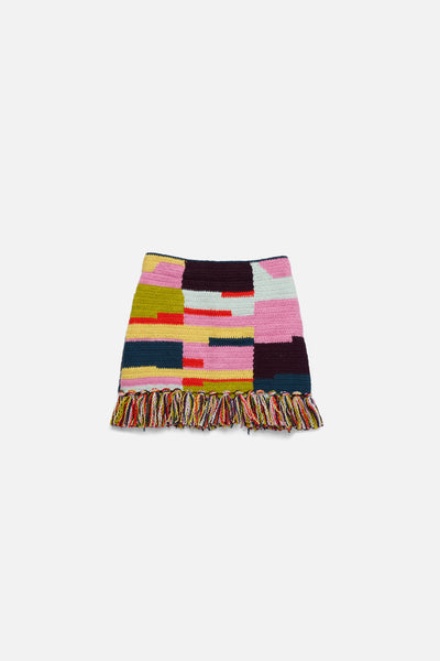 Crochet Mini Fringe Skirt - The Elder Statesman