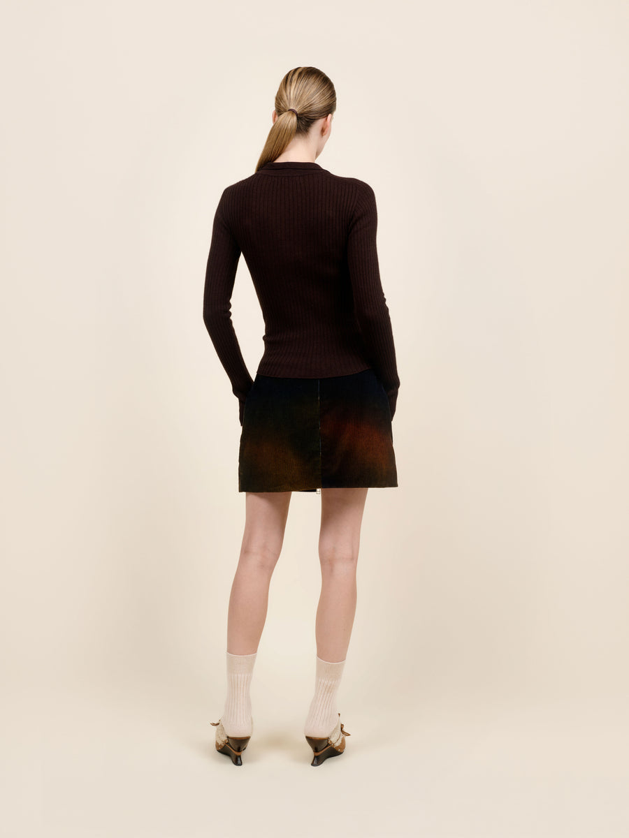 Ombre Cord Zip Skirt