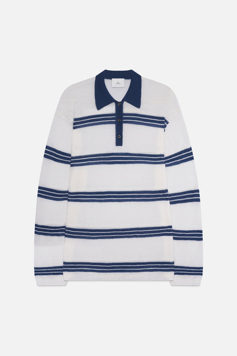 Stripe Mohair Long Sleeve Polo